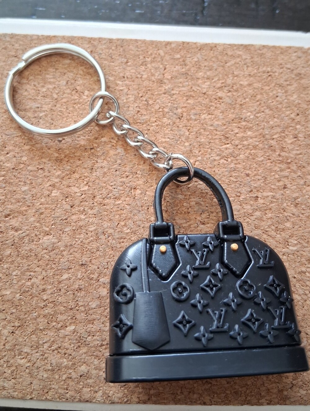 Black Logo Mini Bag Keychain